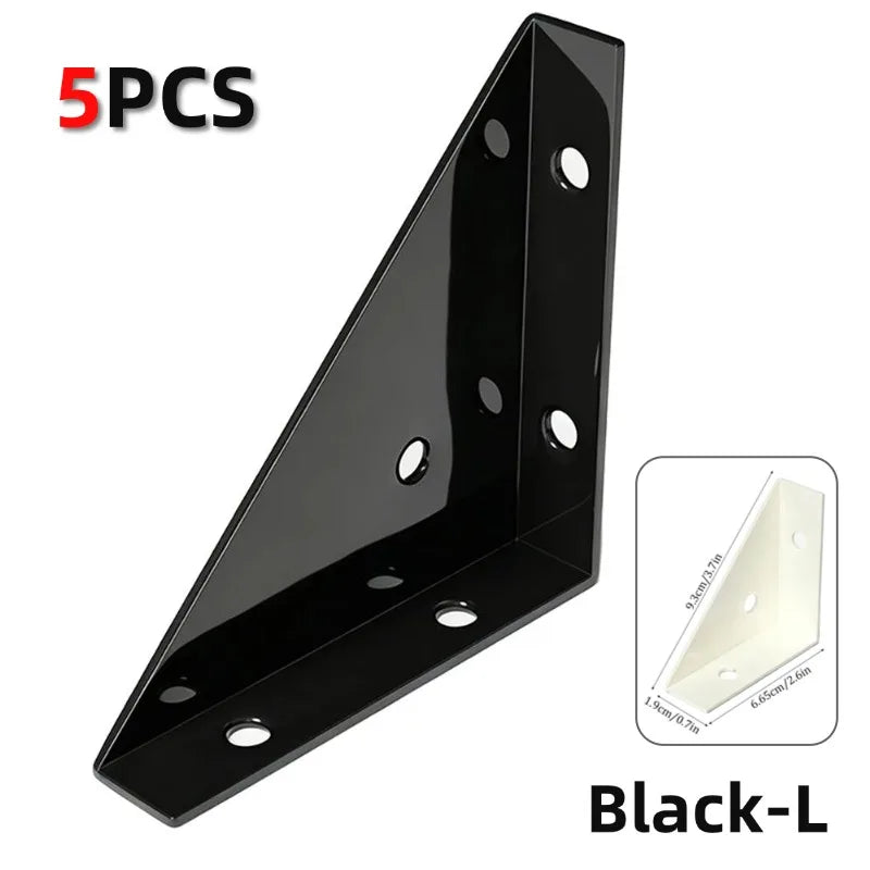 5-Pack 90° Steel Angle Brackets – L-Shape Corner Brace Set