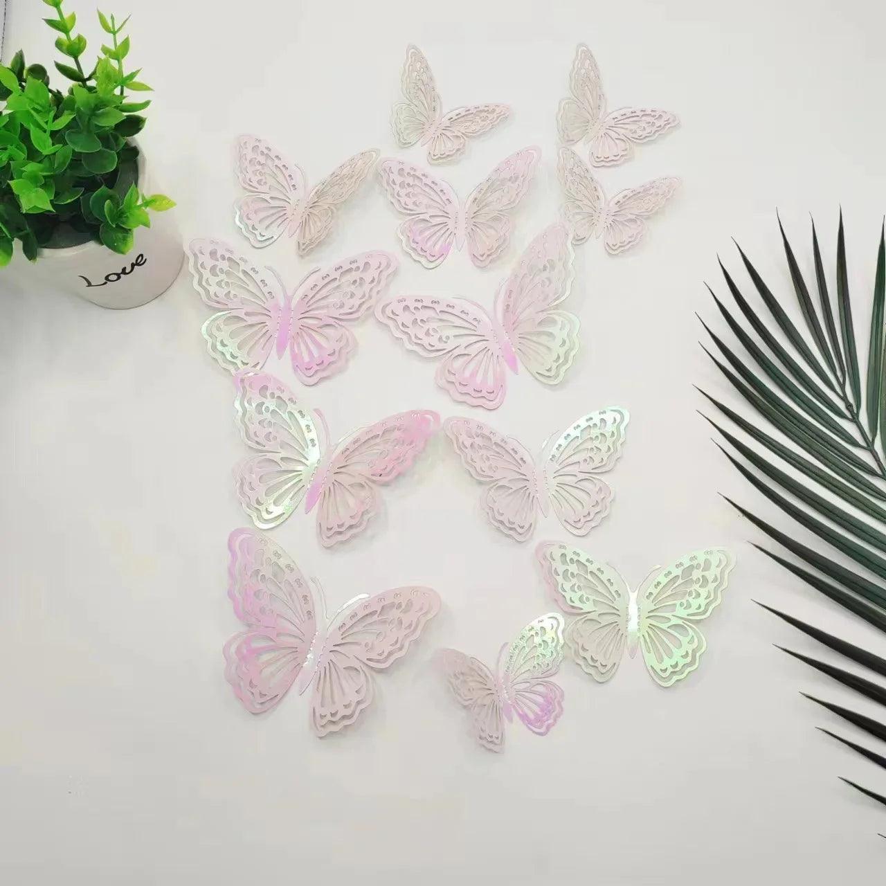 12Pcs 3D Hollow Butterfly Wall Decal Mirror Wall Stickers For Kids Room Home Wall Decoration Fridge Sticker Wedding Party Oasis Select XF 120x100x80mm