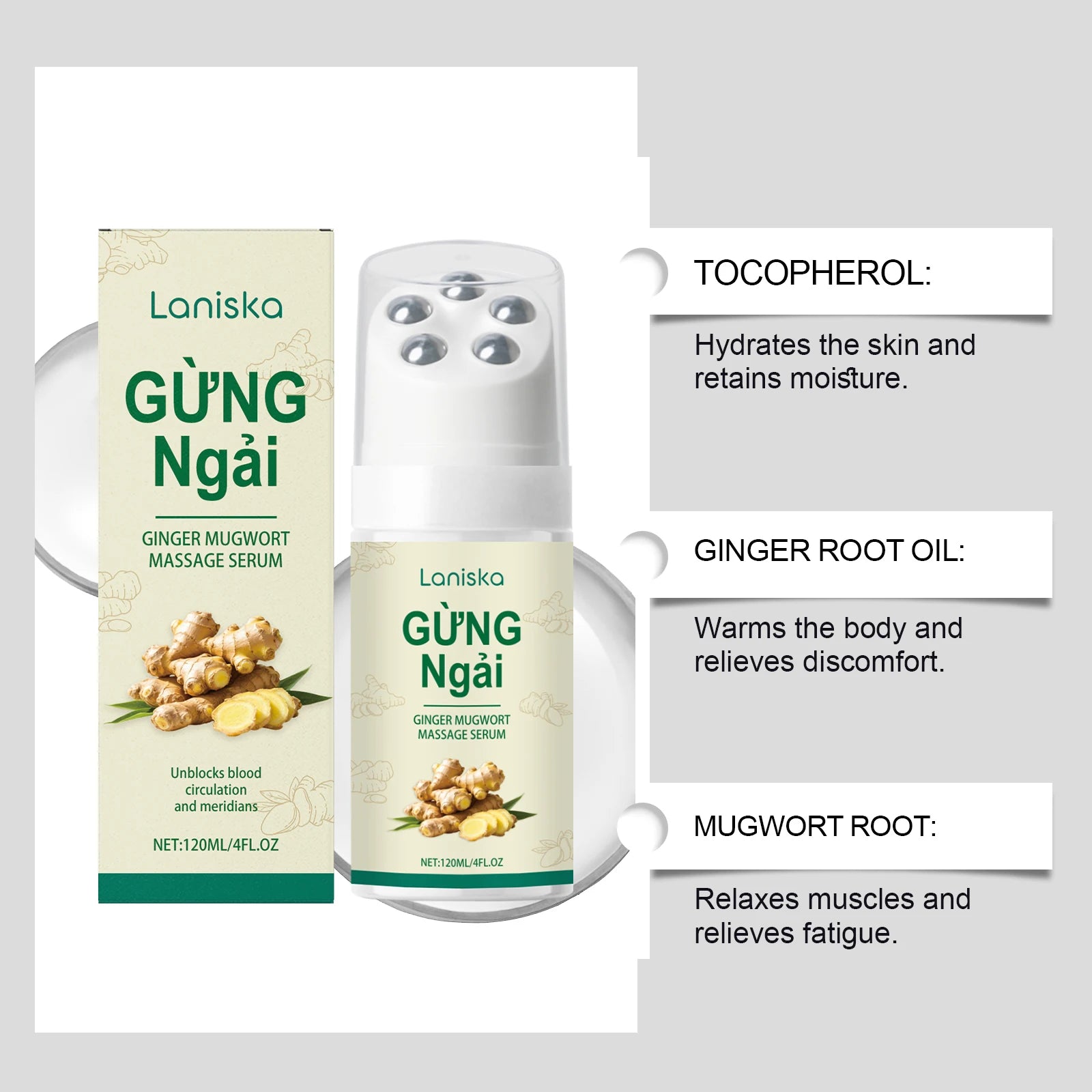 Ginger & Mugwort Roller Massage Oil – Neck & Shoulder Care Roller Massage Oil Oasis Select
