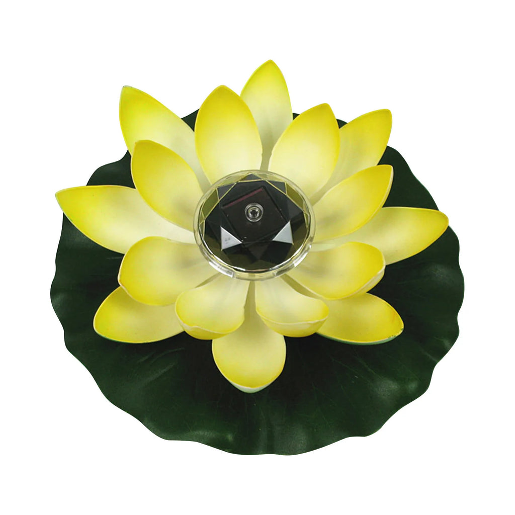 1pc Solar Floating Lotus Shape Water Surface Decor Fountain Decor Bird Bath Lotus Waterscape For Fish Tank Pool Pond Outdoor Gar Oasis Select Yellow
