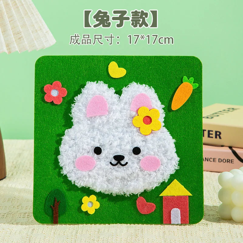 Christmas Gifts Non-woven Fabric Sewing Fun Thread Drawing Christmas Tree Children's Diy Handmade Material Toys Oasis Select rabbit