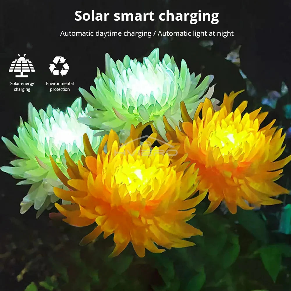 Solar Chrysanthemum LED Garden Stake Light | IP65 Waterproof