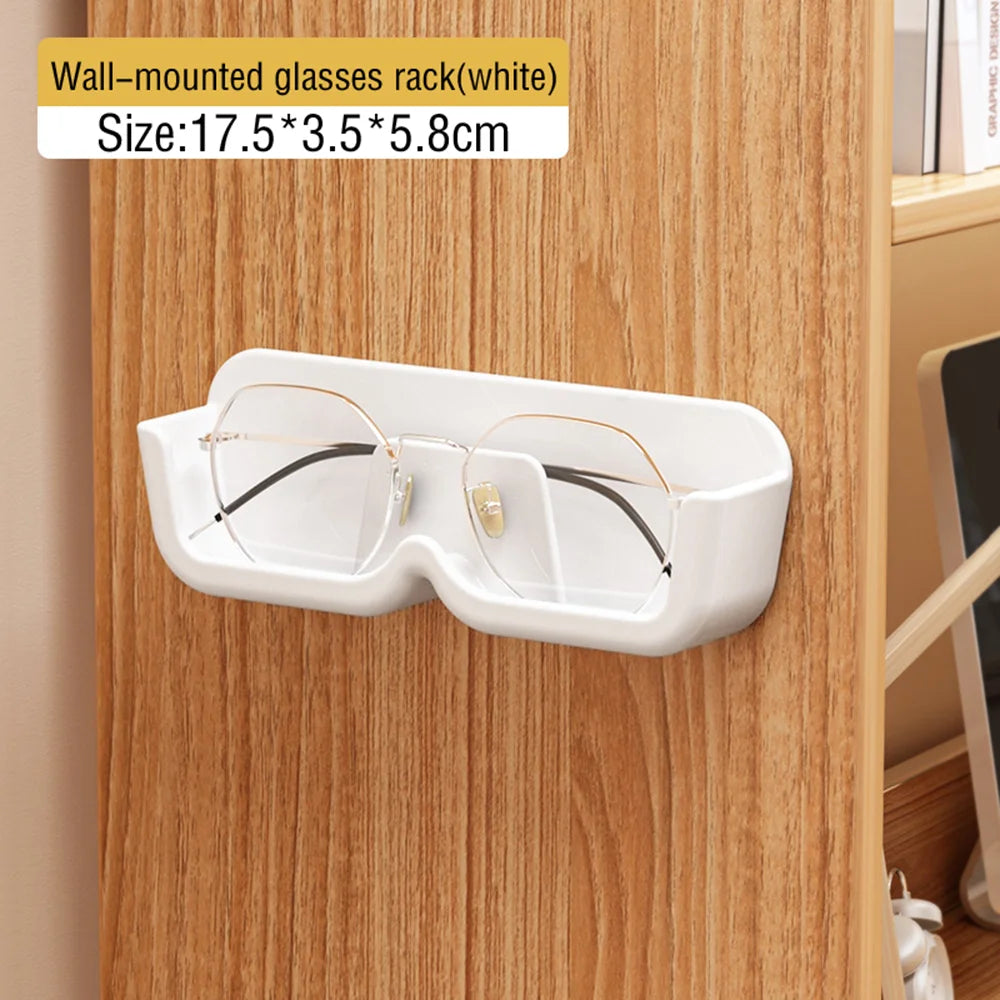 High End Glass Display Cabinet Glasses Storage Box Wall Mounted Perforated Free Sunglasses Storage Rack Sunglass Home Tidying Oasis Select White 1