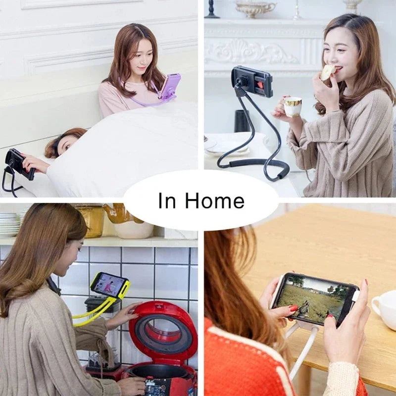 1PC Flexible Hands-free Phone Holder, Lazy Necklace Bracket for Bed, 360° Rotatable Cellphone Stand for iPhone Samsung Xiaomi Oasis Select