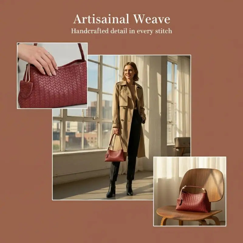 Retro Woven PU Shoulder Bag | Lightweight Magnetic Clasp