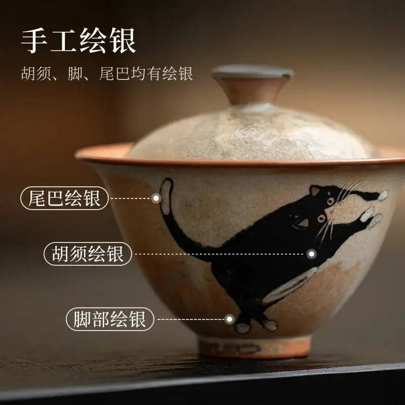 Japanese Handmade Kiln Change Ceramic Ercai Gaiwan Single Small Tea Bowl Tea Cup Oasis Select