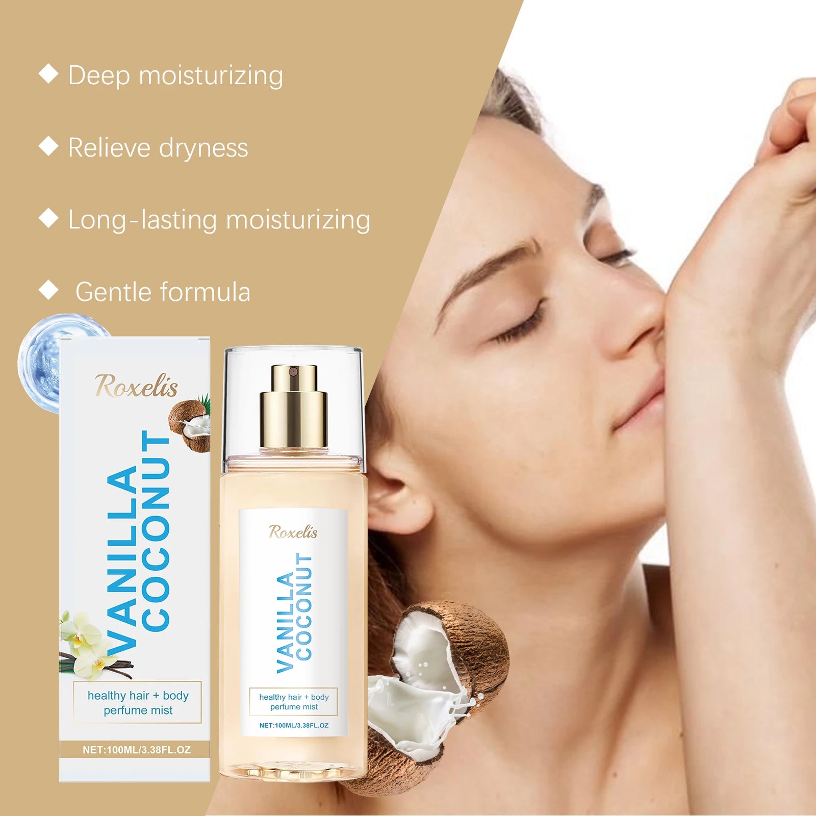 Vanilla Coconut Body Perfume Spray – Long-Lasting 100ml Mist Body Perfume Spray Oasis Select