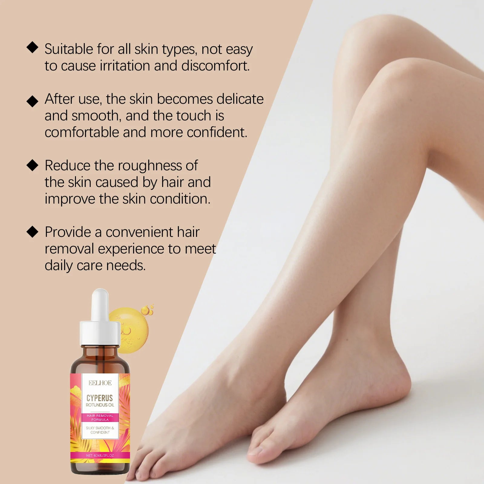 Cyperus Rotundus Oil Body Post Hair Removal Soothing Oil Hair Growth Inhibitor Depilatory After Epilation Care for Smooth Skin Oasis Select