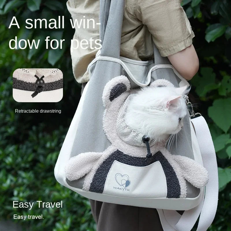 Cat Bag Out Portable Shoulder Crossbody Dog Backpack Exposed Cat Small Pet Bag for Travel Airplane Oasis Select