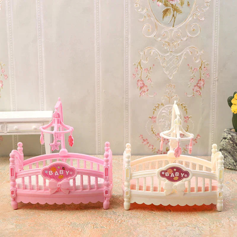 1/12 Dollhouse Simulation Mini Crib Baby Bed Model Dollhouse Bedroom Furniture Decoration Dolls House Accessories Oasis Select