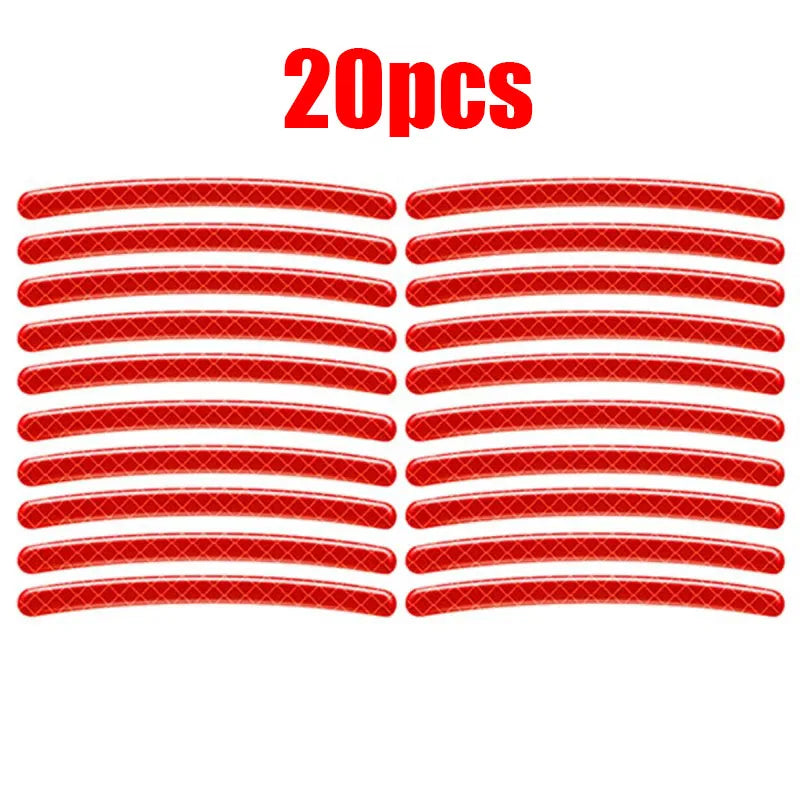 20/60pcs Wheel Hub Reflective Stickers Anti Scratch Auto Body Decorative Rim Tape Strips Warning Passing Car Motorcycle Bicycle Oasis Select 20pcs Red