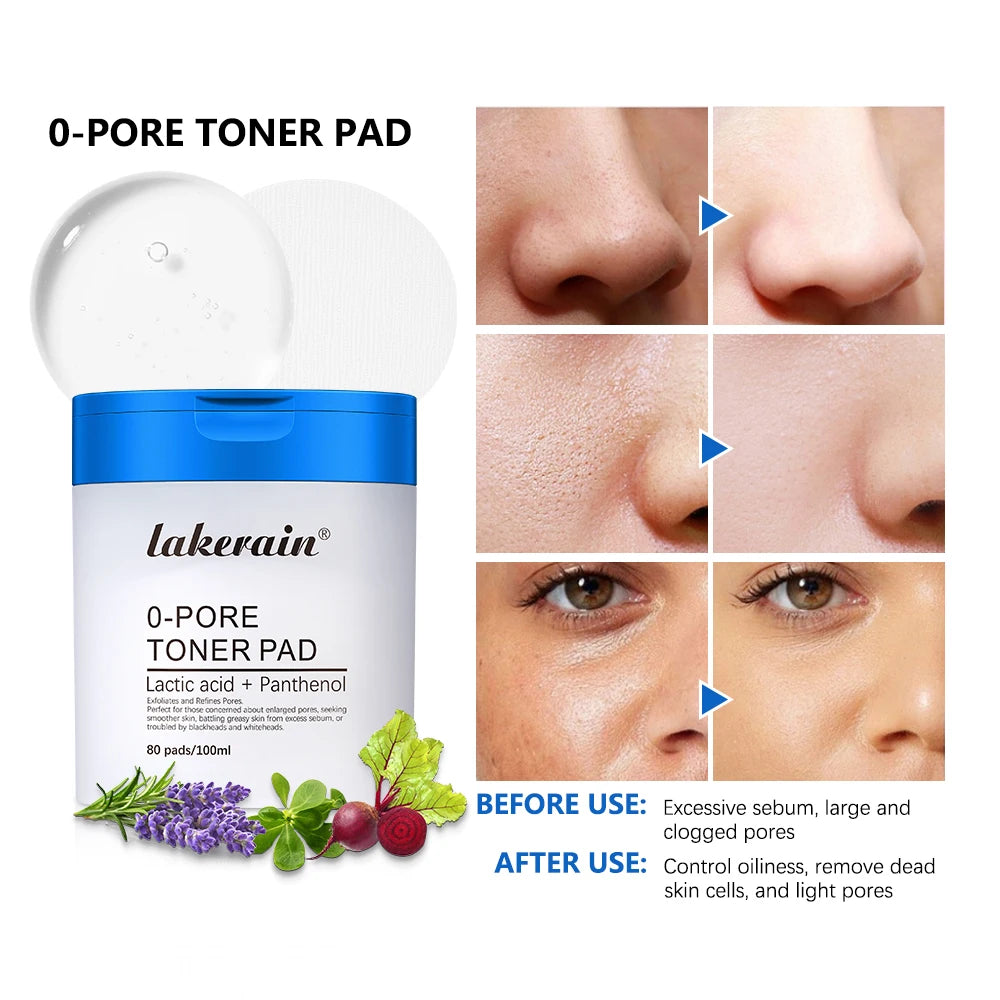 Lakerain Zero Pore Toner Pads 80ct | Korean Exfoliating Pads