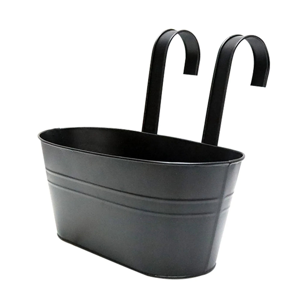 Metal Iron Hanging Flower Pots Balcony Planter with Detachable Hook, Durable Herb Pots Perfect for Fence Home Decor Oasis Select B One Size