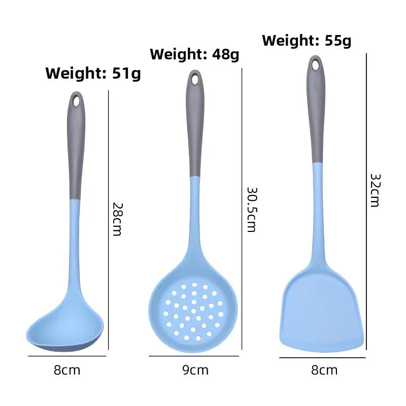 Food Grade Silicone Spatula Non Stick Pot Spatula Heat-resistant Pot Protector Household Stir Fry Soup Spoon Oasis Select Gray blue