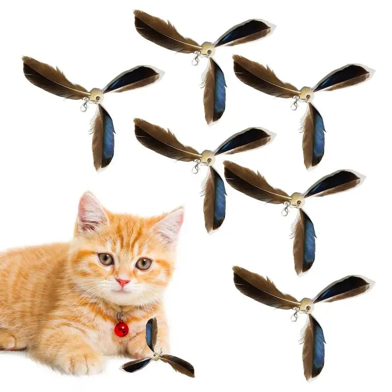 Cat Feather Toy Refill Interactive Cat Toy Cat Feather Wand Set of 6 Wear-Resistant Cat Feathers Refill Toys Interactive Teaser Oasis Select