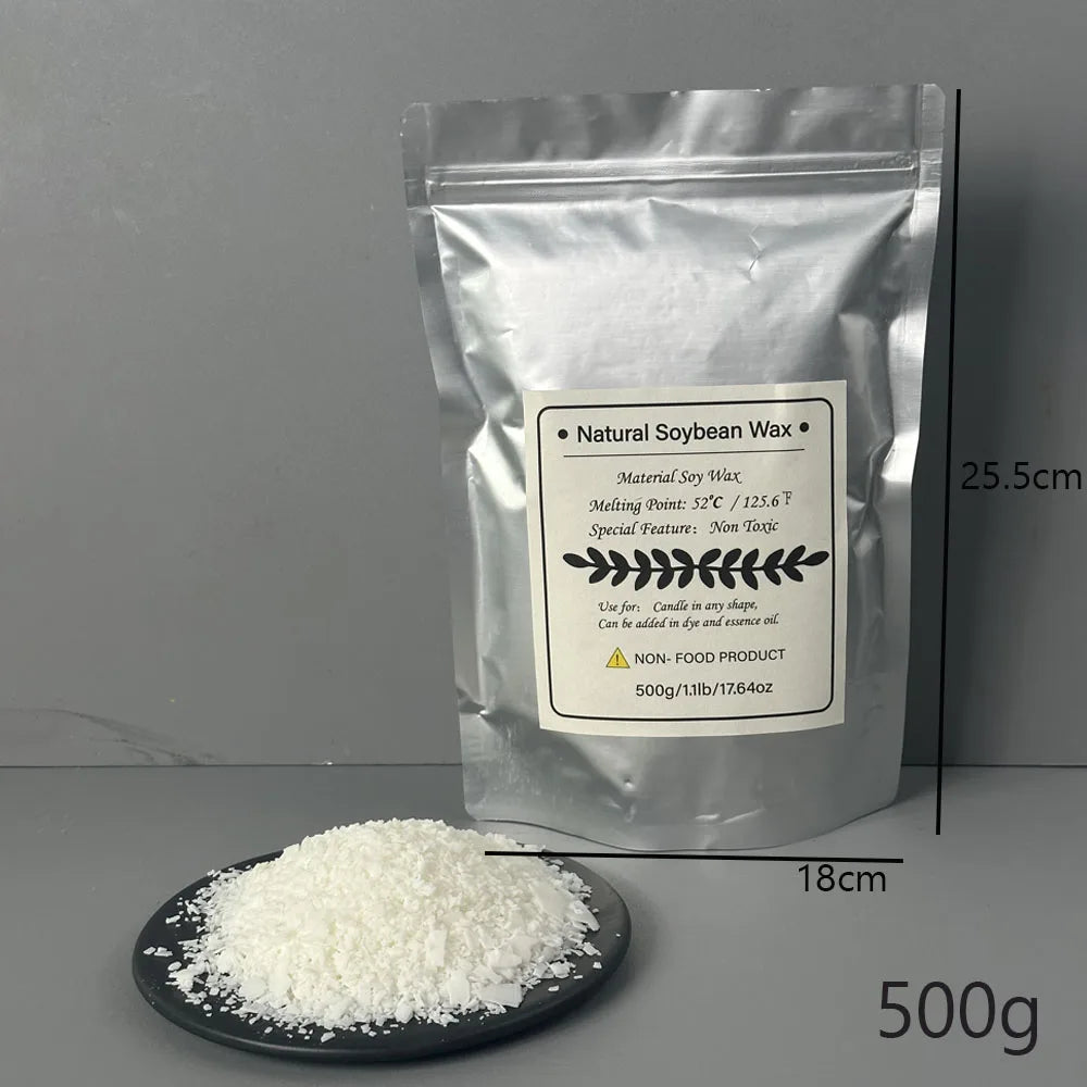 2026 Natural Soy Wax DIY Candle 100/250/500/1000g Making Supplies Scented Candle Raw Material Smokeless Candles Wicks Making Oasis Select 125-500g