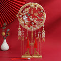 Handmade Chinese Bridal Fan – Silk Tassel & Flower Wedding Fan