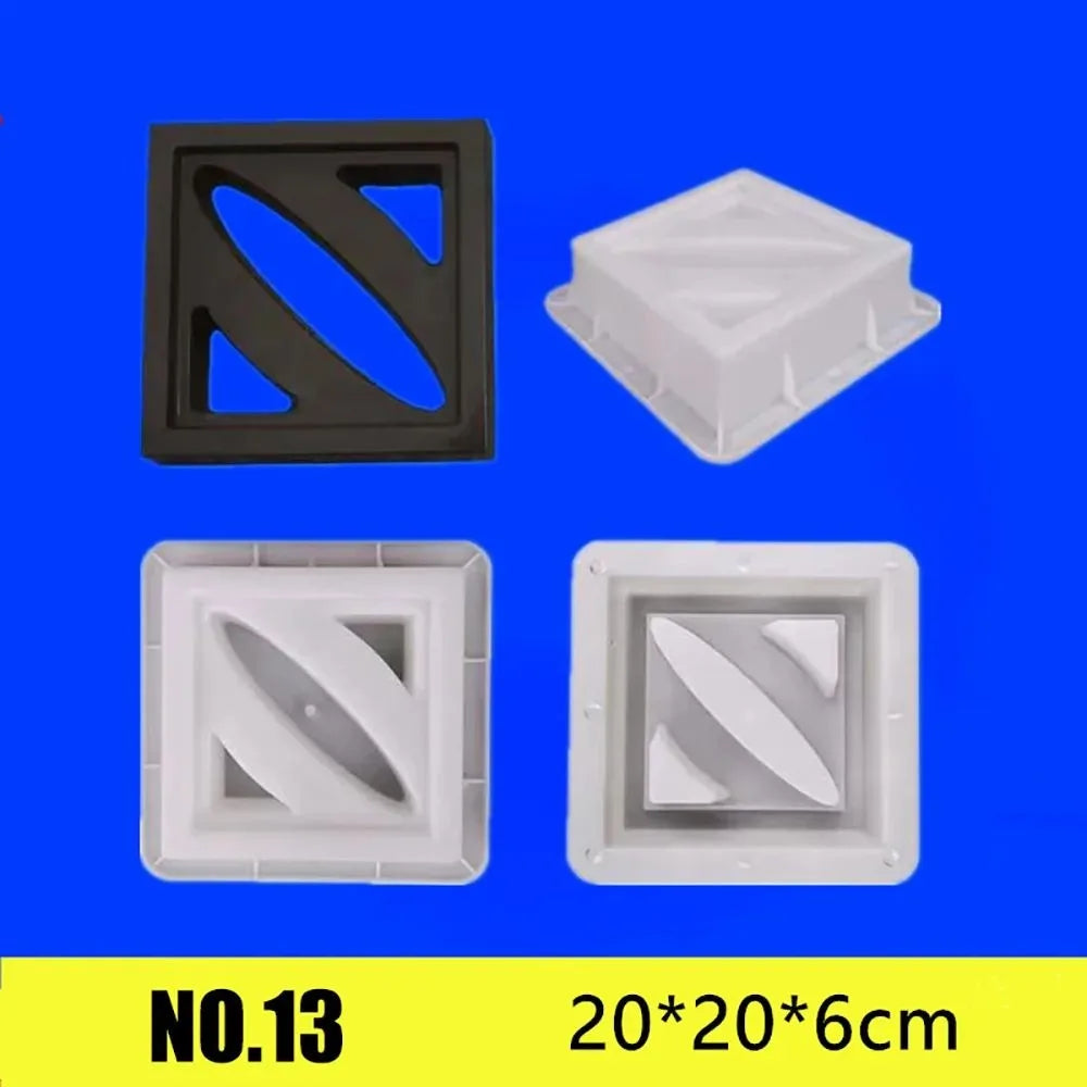 Plastic Hollow Brick Mold 20*20*6cm Square Wall Brick Mould 3D Carving Anti-Slip Cement Antique Brick Mold Garden Wall Oasis Select 13