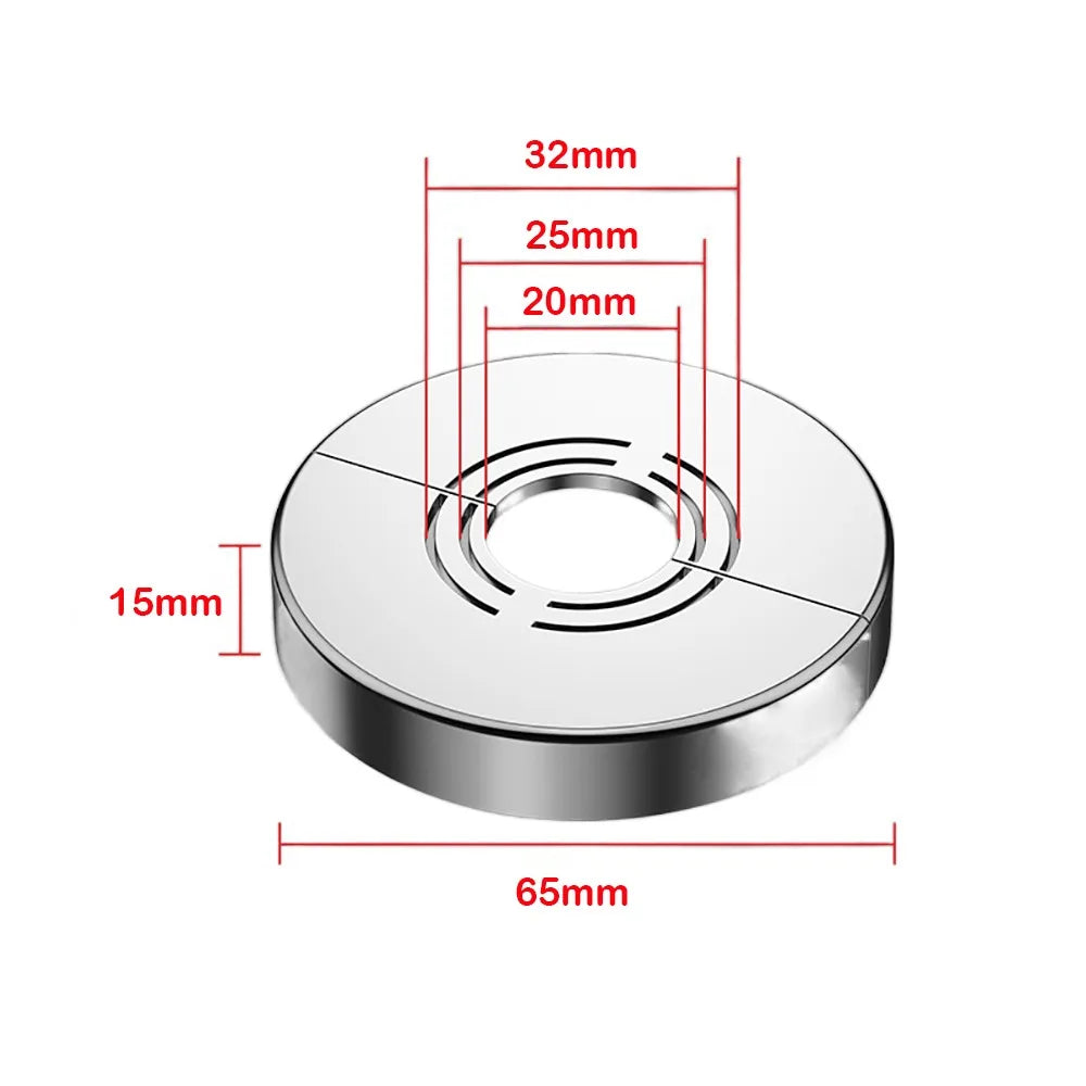 Water Pipe Connector Adjustable Wall Covers Shower Faucet Decorative Cover Casette Heighten Valve Panel Kitchen Tap Accessories Oasis Select Silver-6.5x1.5cm