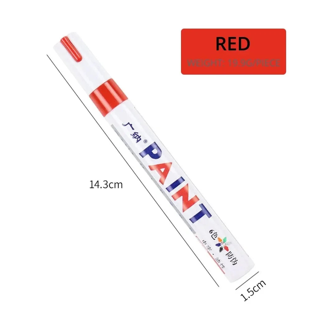 1/3PCS Car Paint Pen Waterproof Car Wheel Tire Oily Painting Mark Pen Auto Rubber Tyre Tread CD Metal Permanent Paint Marker Oasis Select Red