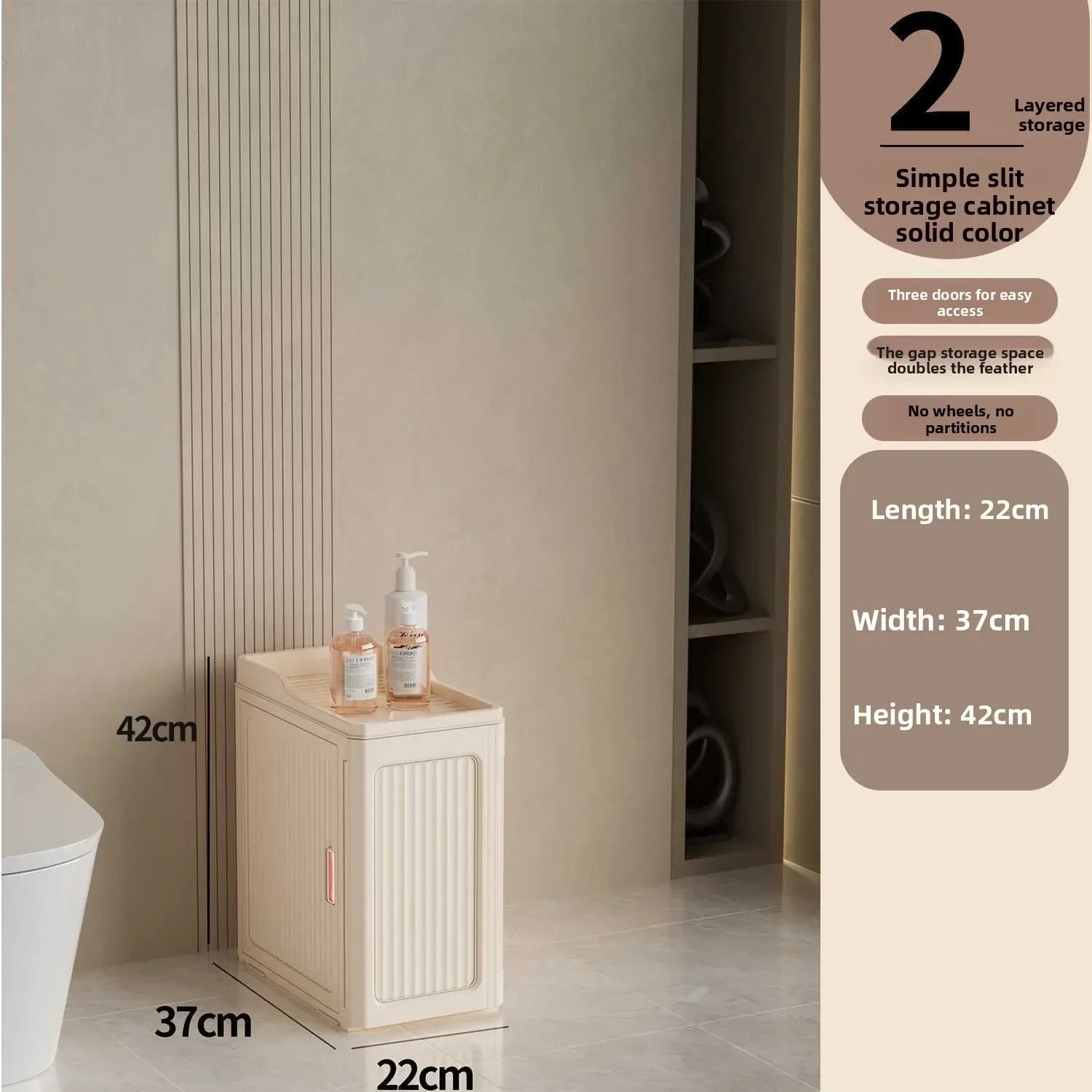 Multi-functional Household crevice storage rack crevice storage cabinet bathroom drawer seam locker bathroom shelf Oasis Select 2 Layers Solid Color