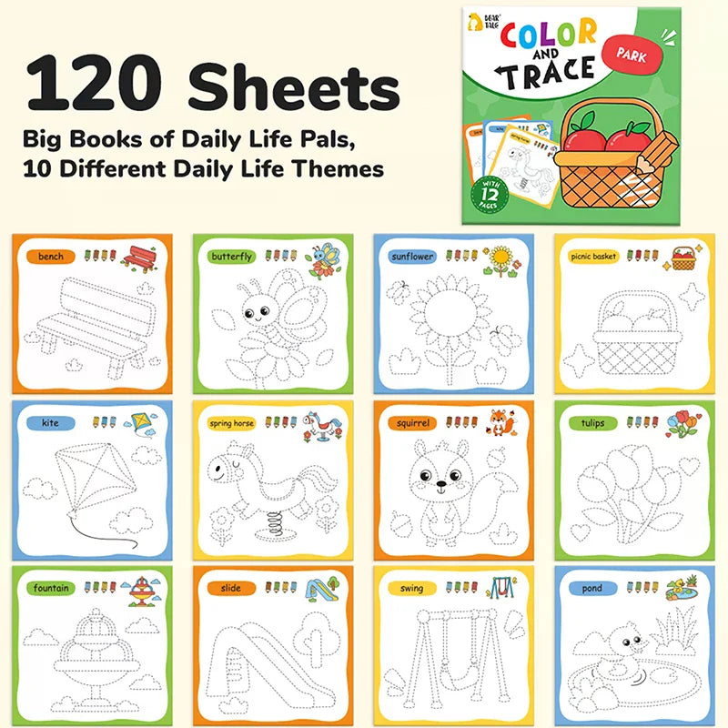10 Book Set, Children's Coloring Book To Enhance Cognitive Thinking, Including 10 Cartoon Themes For Boys And Girls Oasis Select