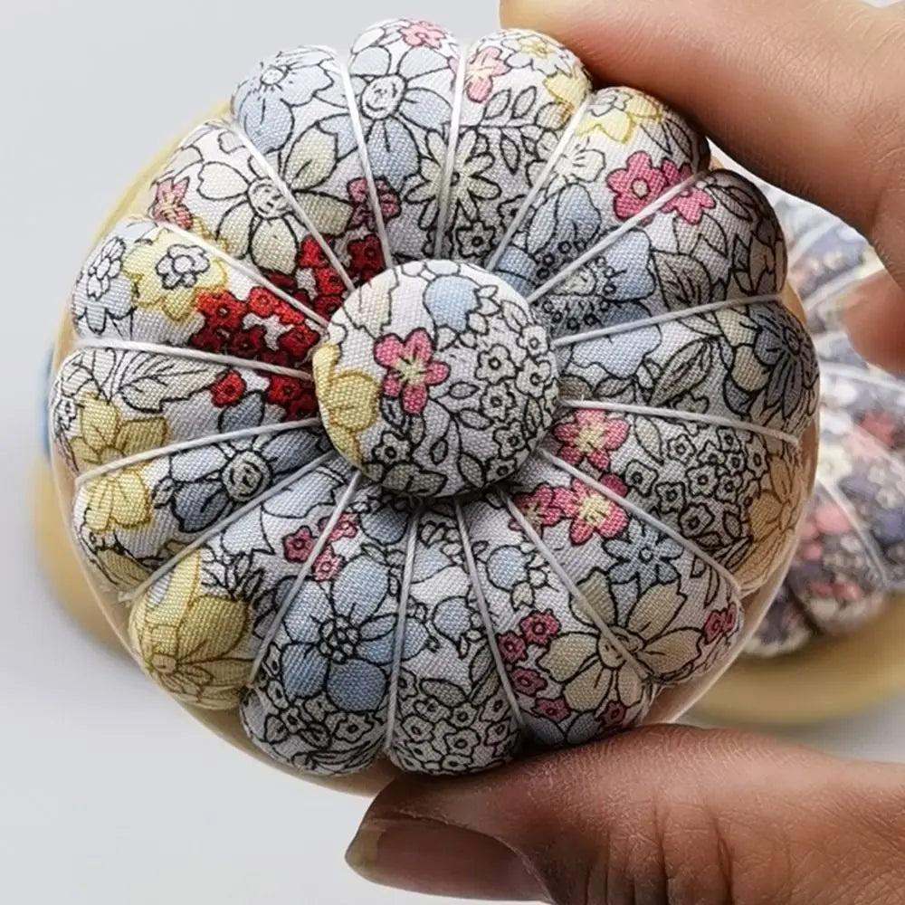Pumpkin Pin Cushion – Wood Base Cotton Needle Holder