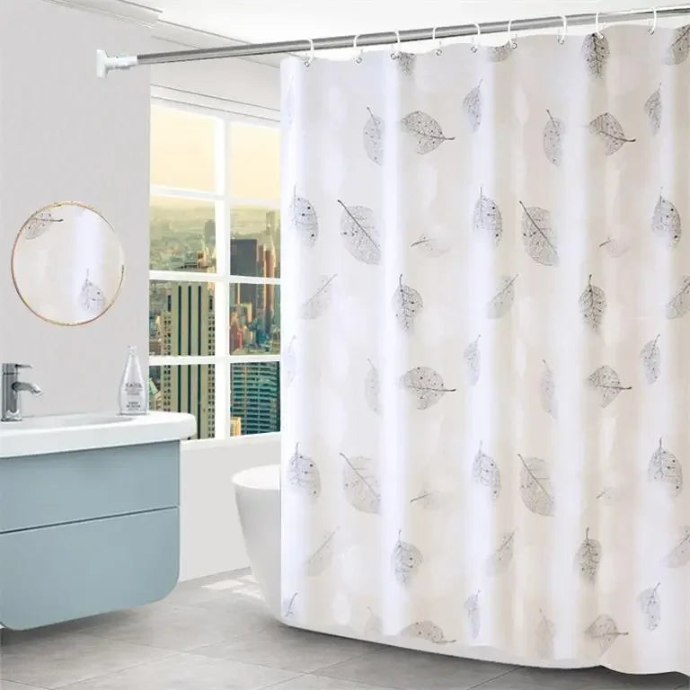 Eco Friendly PEVA Waterproof Bath Curtain Rustproof Grommets Leaf Design Modern Bathroom Decor Set Includes Hooks Oasis Select