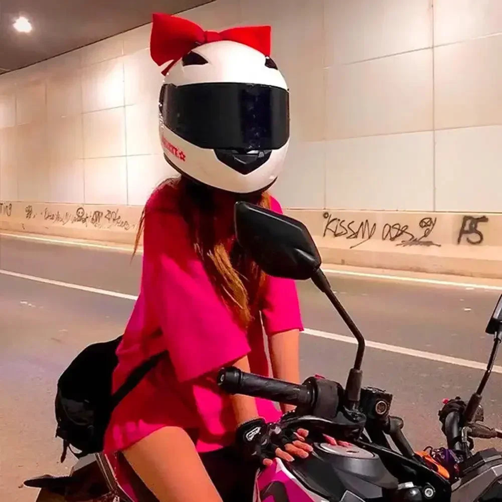 Motorcycle Helmet Butterfly Knot Full Face Off Road Helmet Decor Bow Styling Women Cycling Electric Bike Motorcycle Accessories Oasis Select