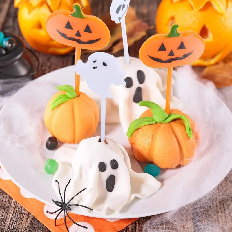 10pcs/set Cartoon Children Cake Dessert Pick Toothpick Lunch Pick Halloween Fruit Fork Food Fork Bento Lunches Party Decoration Oasis Select