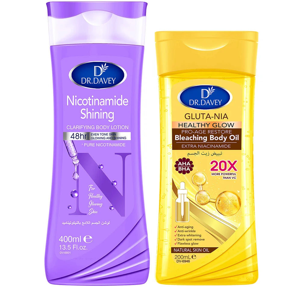 DR.DAVEY Glutathione & Niacinamide Body Oil + Lotion Set