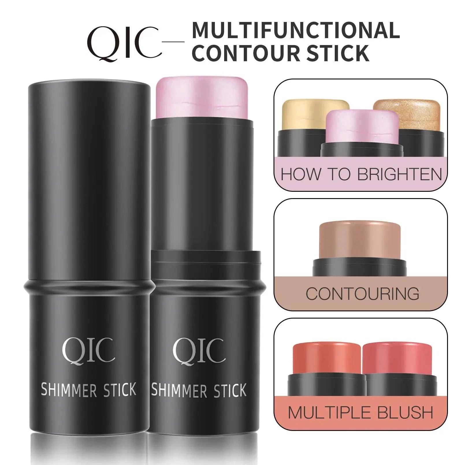 QIC Creamy Highlighter Contour Stick – Shimmer Bronzer & Blush