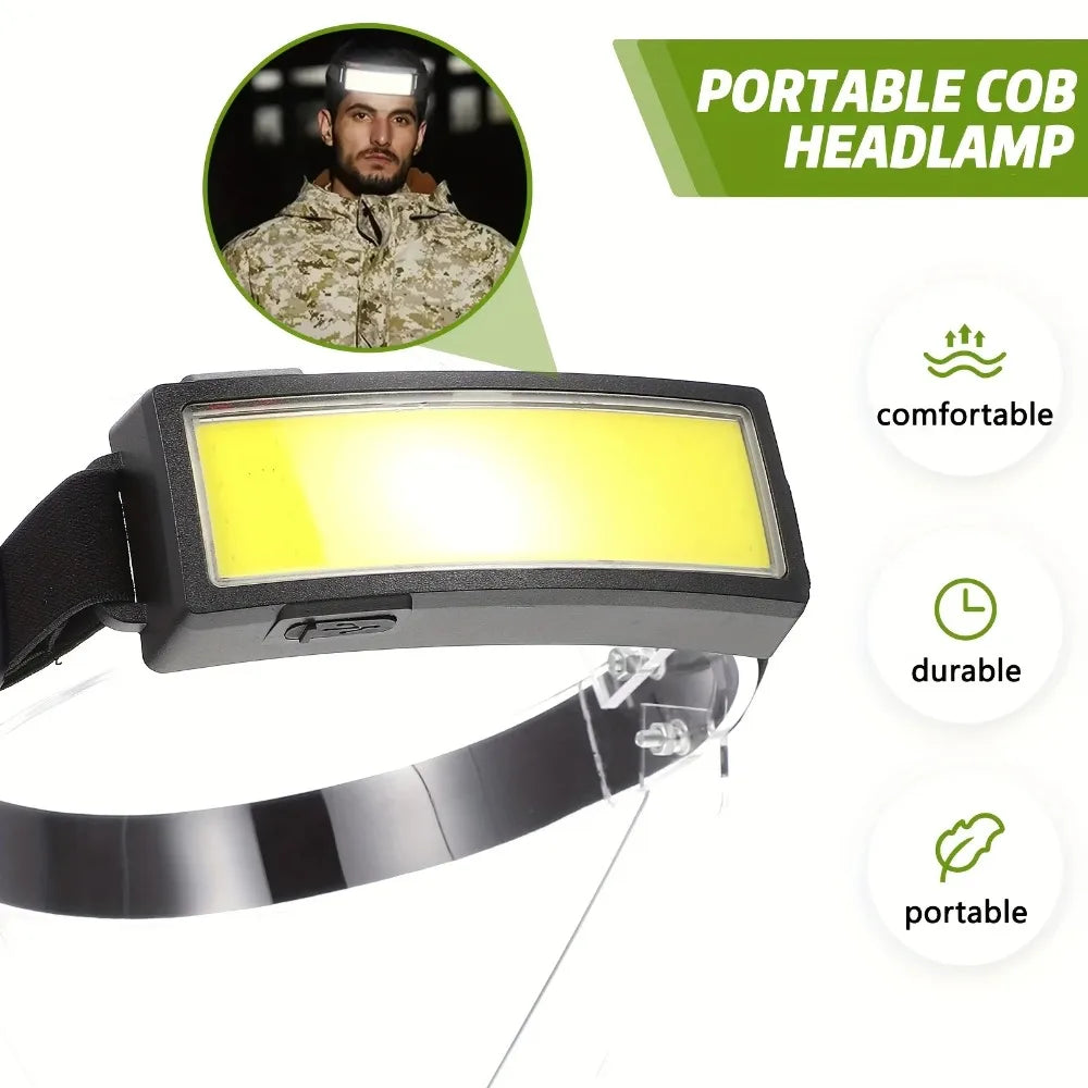 Powerful COB Headlamp Portable Rechargeable Head Flashlight Built-in Battery Outdoor Fishing Camping Lantern Waterproof Torch Oasis Select