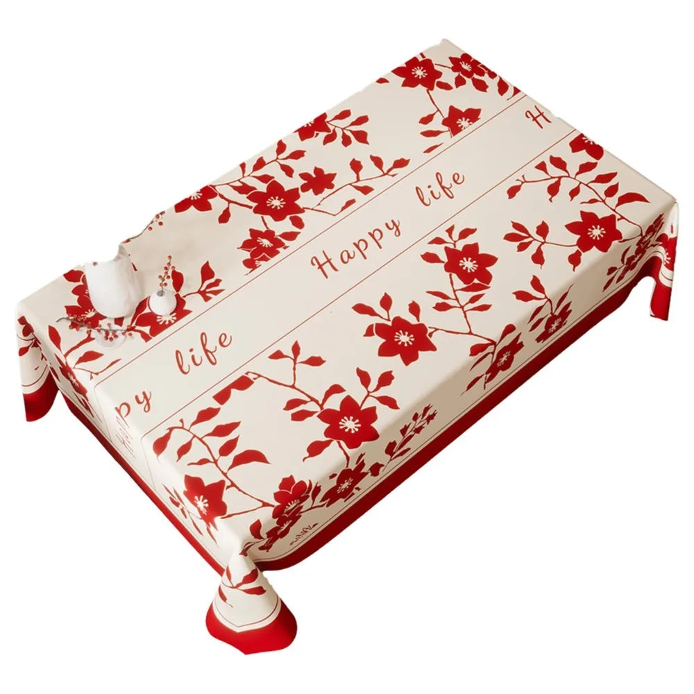 Waterproof New Year Tablecloth Stain Resistant Washable Table Cover Cartoon Light Luxury Decorative Tablecloth Oasis Select 100x140CM-Style B