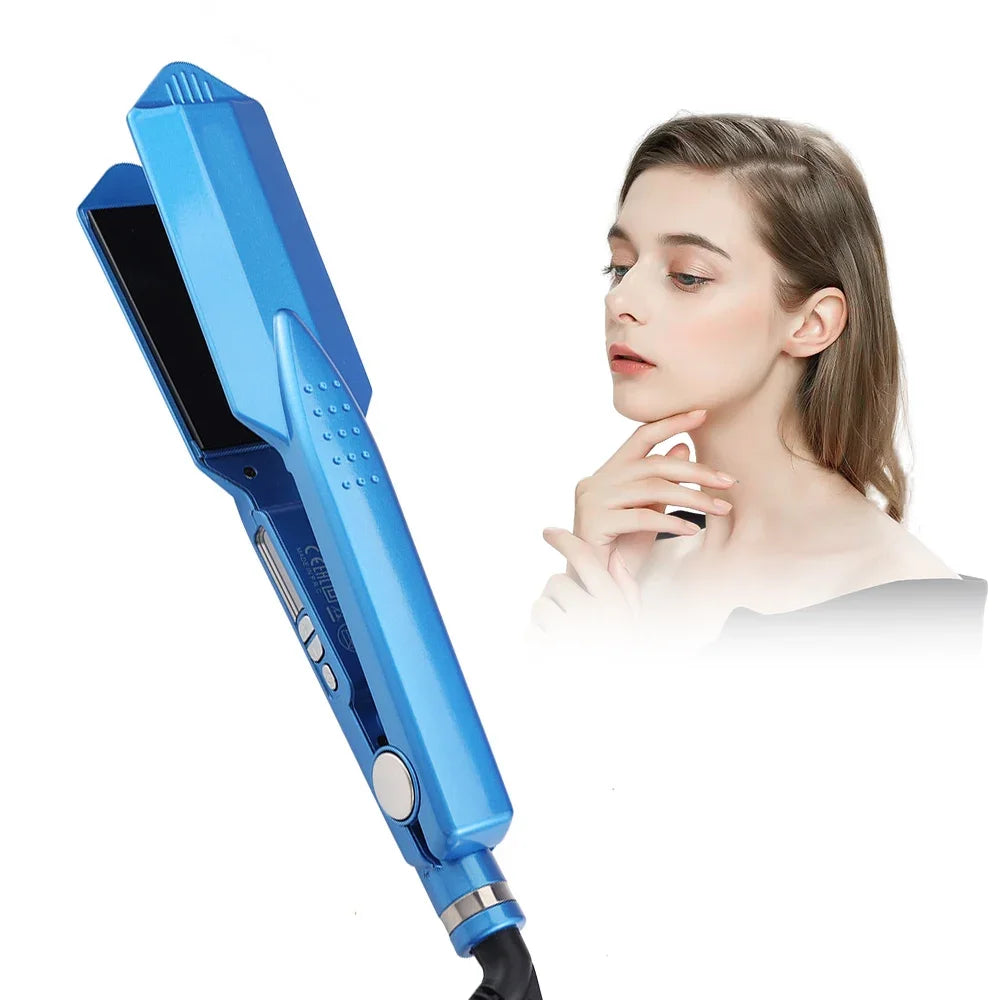 URGGU Wide Titanium Flat Iron – 470°F Dual Voltage Straightener