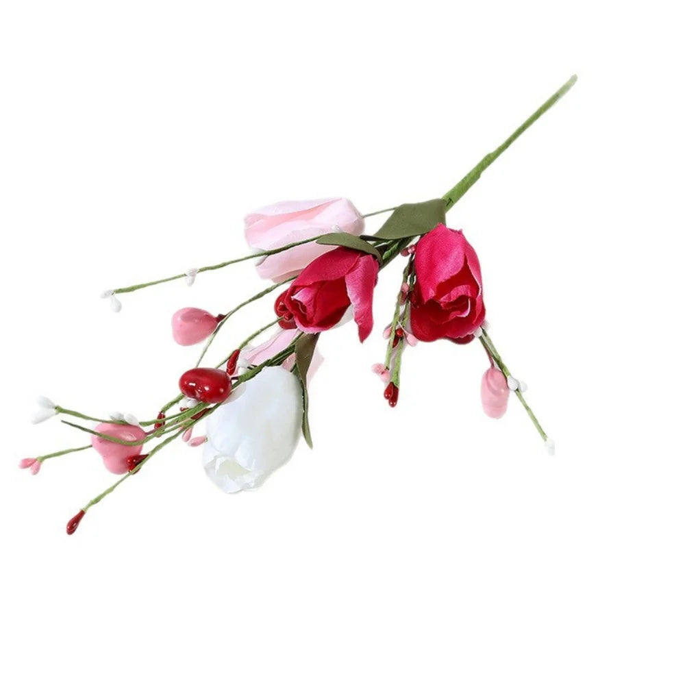 Valentine's Day Simulation Tulip Heart Butterfly Tulip Fake Flower Wedding Decoration Bouquet Arrangement Oasis Select