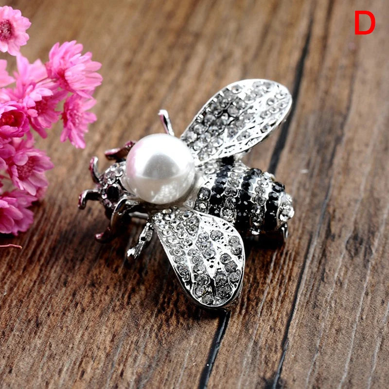 Insect Series Brooch Delicate Little Bee Brooches Crystal Rhinestone Pin Jewelry Oasis Select D