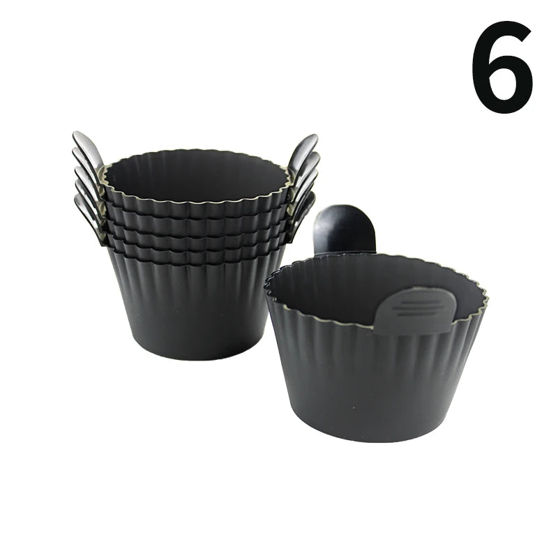Silicone Air Fryer Egg Poacher Silicone Cupcake Baking Cups Ramekins For Air Fryer Ovens Air Fryer Silicone Basket Oasis Select 6pcs black