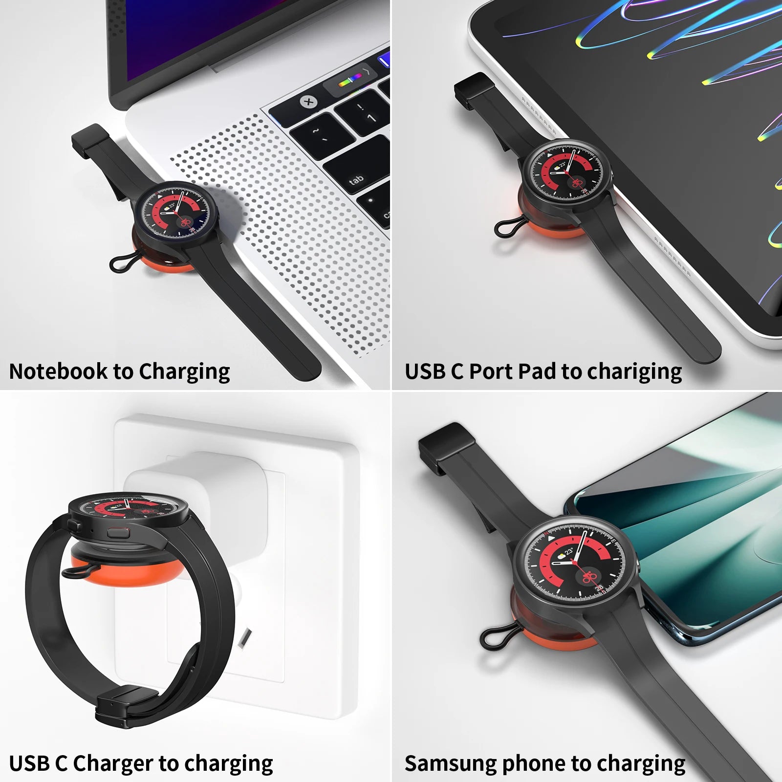 USB C Portable Charger for Samsung Watch 6 5 Pro 3 4 Classic, Wireless Magnetic Fast Charging Station Compatible Galaxy Watch Oasis Select