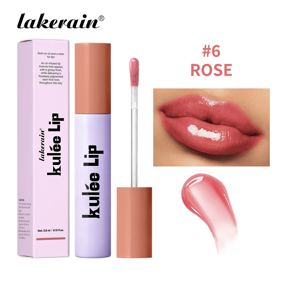 Lakerain Kulfée Lip Oil Long-lasting Moisturizing 9 Color Lip Gloss Non-Sticky Smooth Glide Deep Hydrating Lips Beauty Makeup Oasis Select Rose