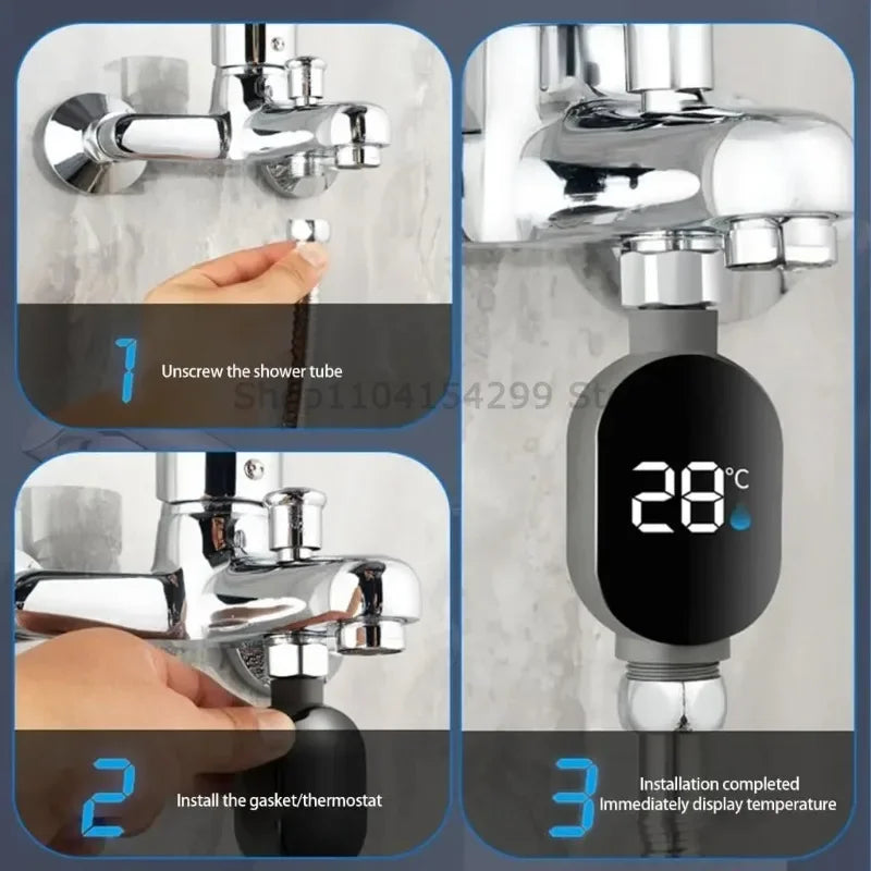 Black Bathroom Led Display 0℃~99℃ Home Water Shower Thermometer Water Accurate Temperature Measurement Meter Bathroom Oasis Select