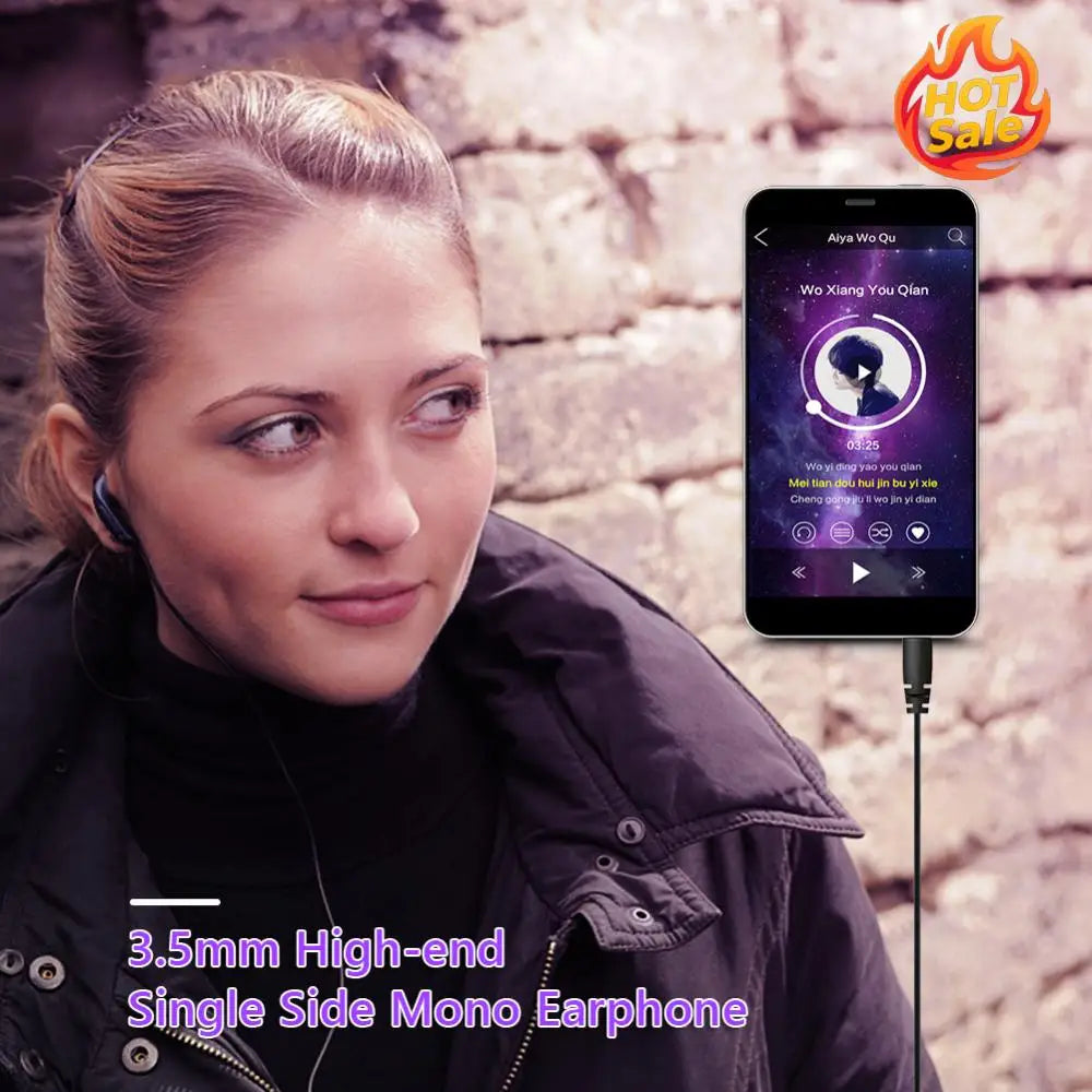 Single Side Wired Earbud Walkie Talkie Mono Headphone Anti-noise Ear Protective Device Teamwork Surveillance Accessory Oasis Select