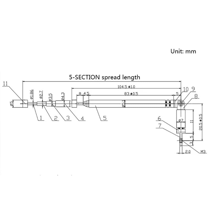 1Pc 37cm 5 Section Telescopic Stainless Steel AM FM Radio Universal Antenna Oasis Select 1pc