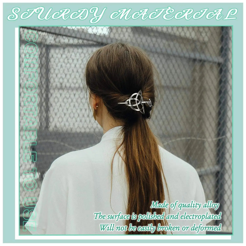 Celtic Knot Silver Hair Clips Vintage-Inspired Hair Claws for Women Symbolic Barrettes for Long Hair Braids Oasis Select