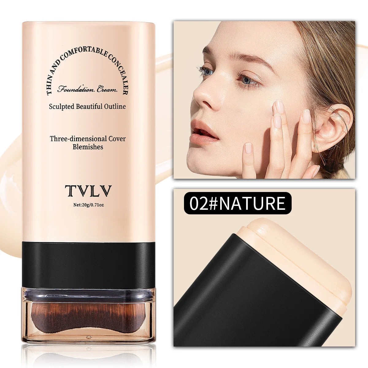 Lightweight Full-Coverage Cream Concealer – All Skin Types Cream Concealer Oasis Select 02 NATURE