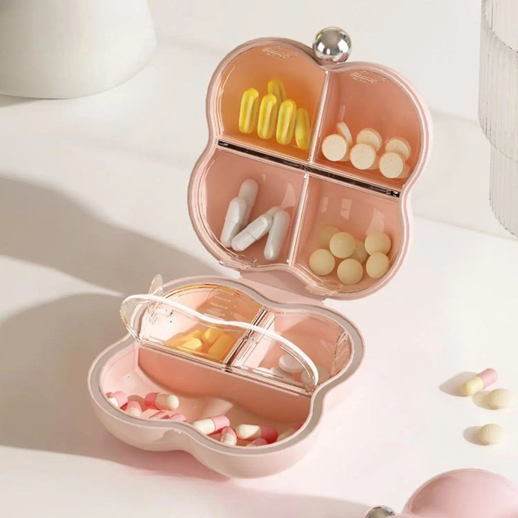 7-Day Portable Flower-Shaped Pill Organizer Compact Medication Divider Box with Individual Compartments for Daily Use Oasis Select Pink