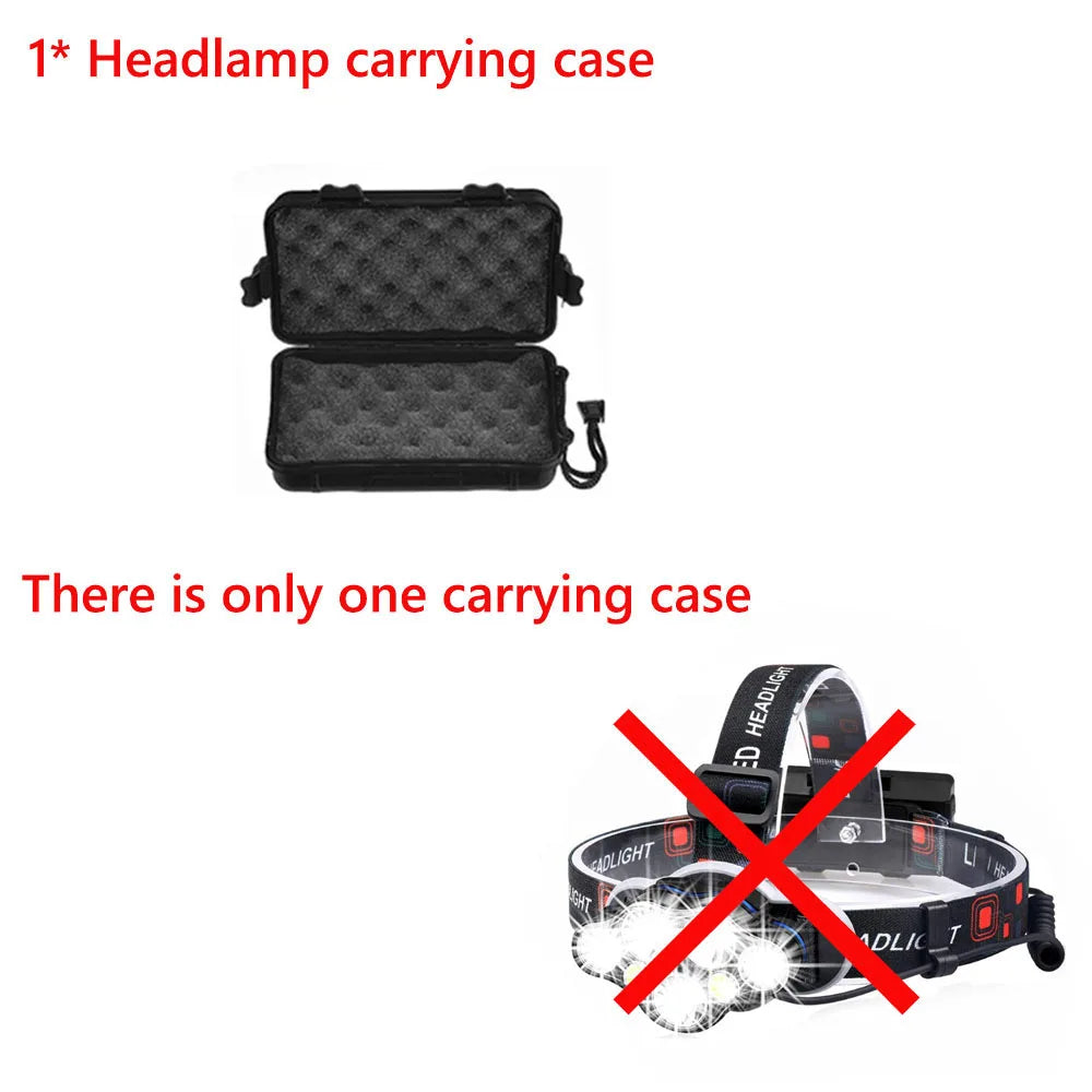 Most Powerful 7 LED Headlamp 18650 Rechargeable Headlight Waterproof Head Lamp Super Bright Head Flashlight Oasis Select carring case