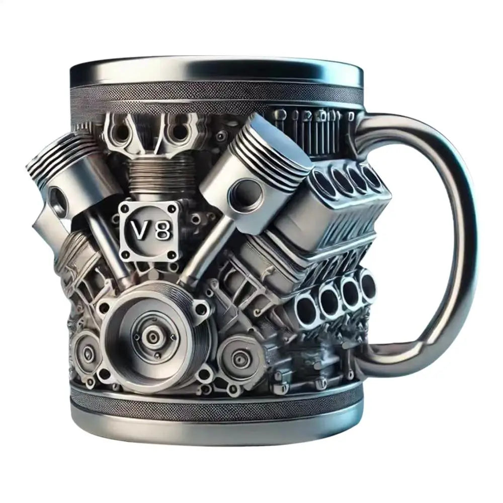 Drinking Cup Coffee Mug Reusable Car Engines Tea Mug Funny Stein Drinkware Portable Home Aesthetic Decoration for Kitchen Living Oasis Select Grey V8