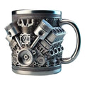 Drinking Cup Coffee Mug Reusable Car Engines Tea Mug Funny Stein Drinkware Portable Home Aesthetic Decoration for Kitchen Living Oasis Select Grey V8