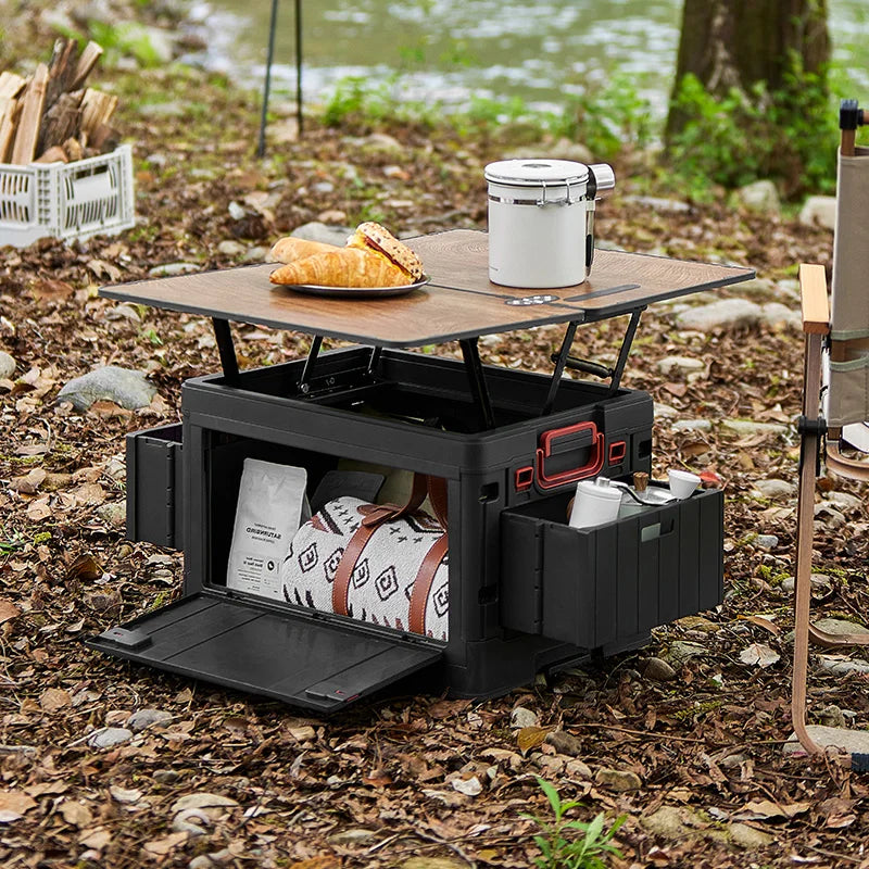 Folding box - Japanese style flat outdoor camping box - wooden lid folding storage box - trunk organizer box - gift storage box Oasis Select